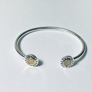 Authentic Pandora Bangle Bracelet MOMENTS Signature Bangle 2TONE #596274CZ-2
